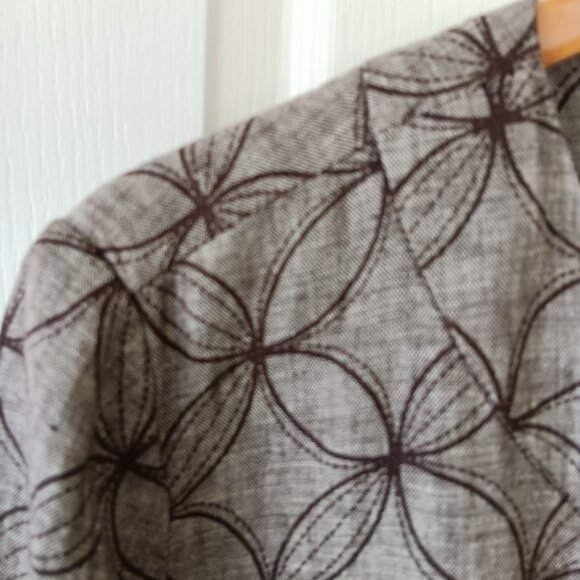 JM Collection Women's Plus Brown Linen Flower Circle Jacket Size 16 - Picture 3 of 11